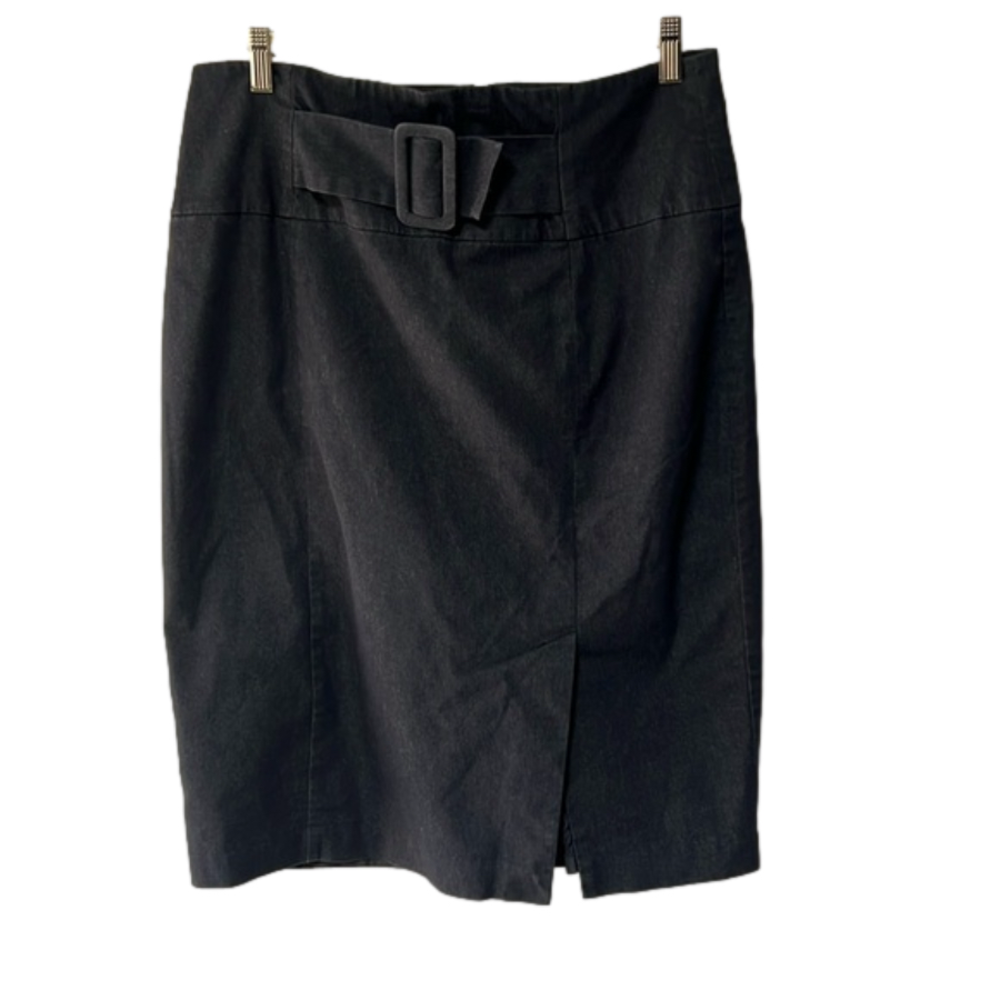 Women’s Worthington denim skirt size 14‎ faux belt zipper back dress or casual